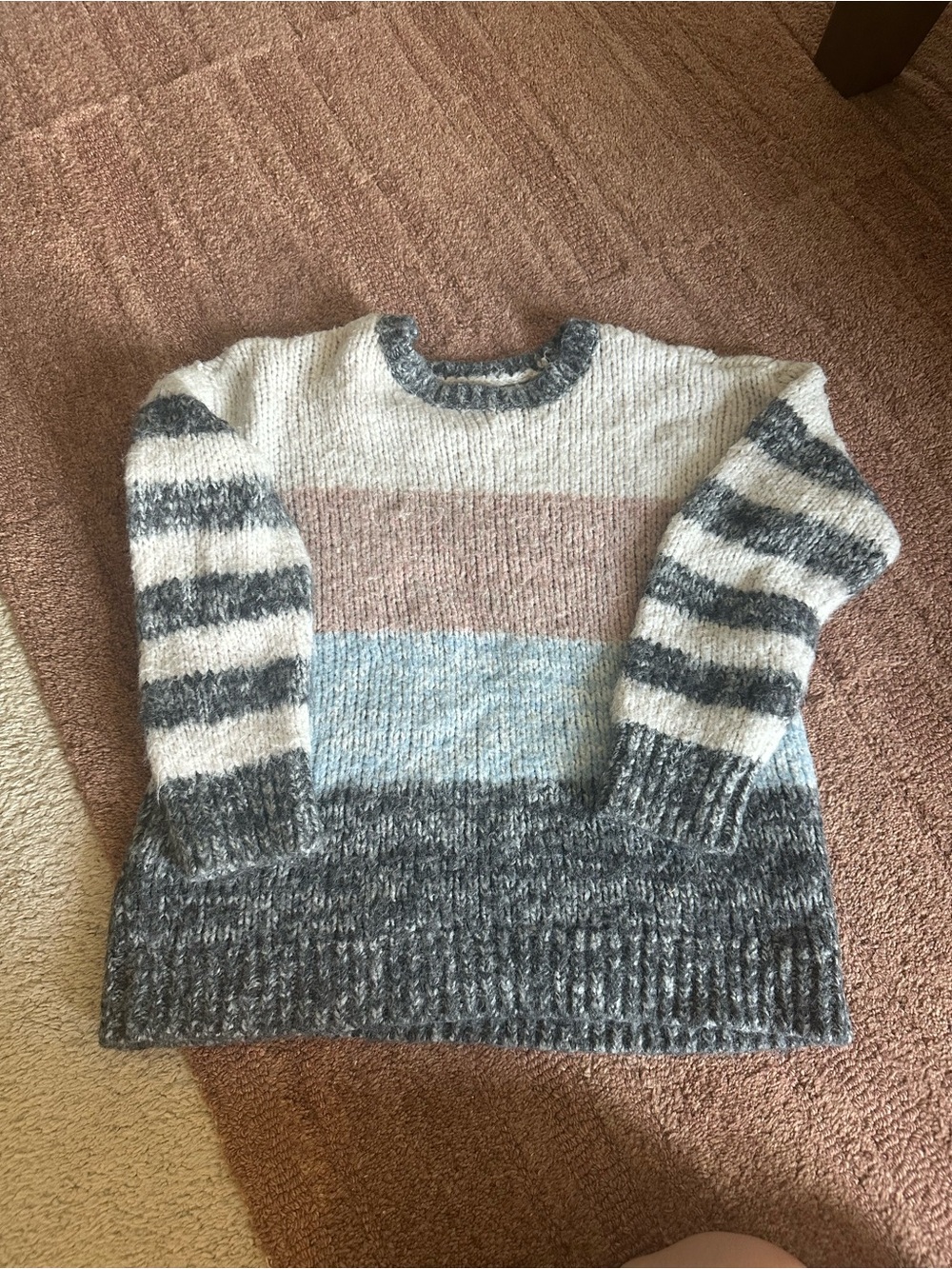AE Striped Sweater - Cream, Gray, Pink, Light Blue